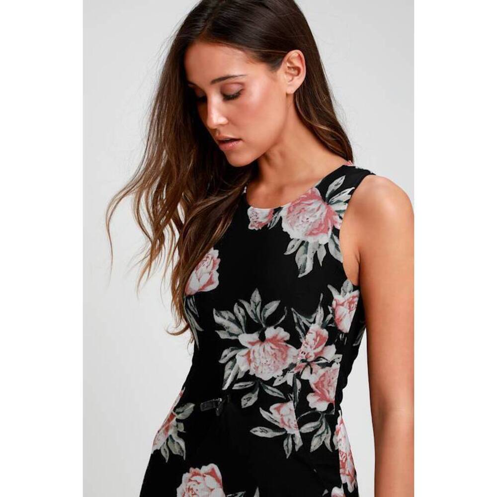 Lulus Sweet Life Black Floral Print Bodycon Maxi Dress - Size L